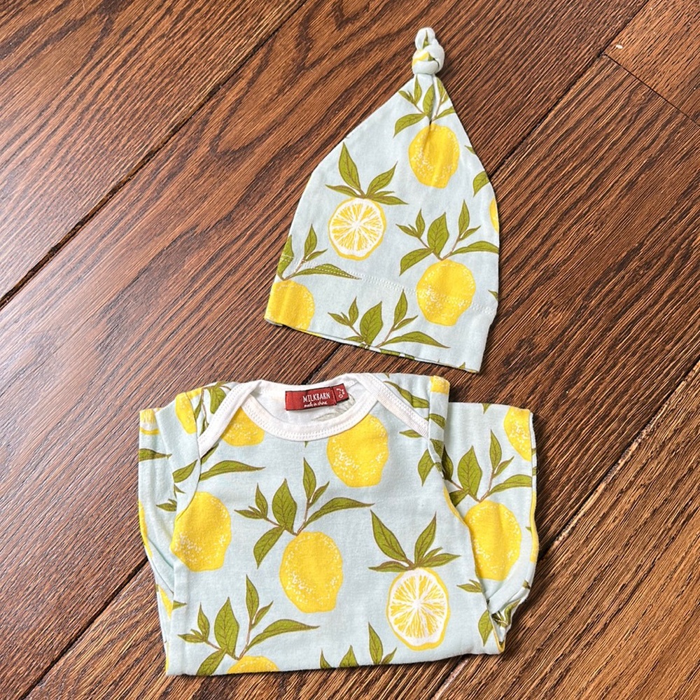 NWOT baby gown and matching hat